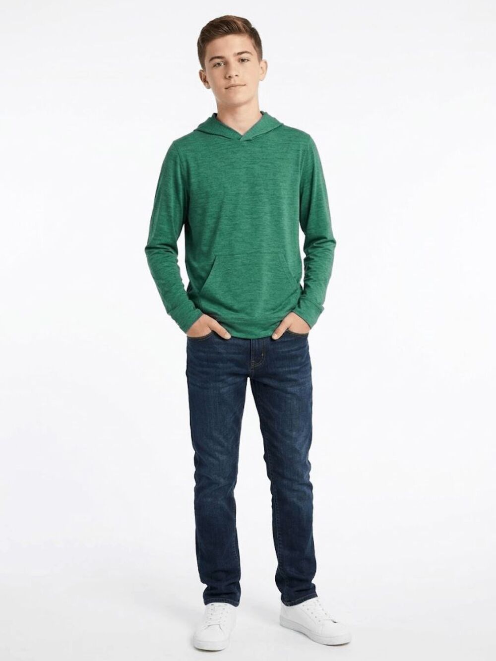 DSG Boys' Field Green Heather Lightweight Pullover Hoodie Size XL (18/20)